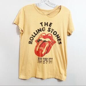 American Eagle The Rolling Stone Yellow Distressed T-shirt